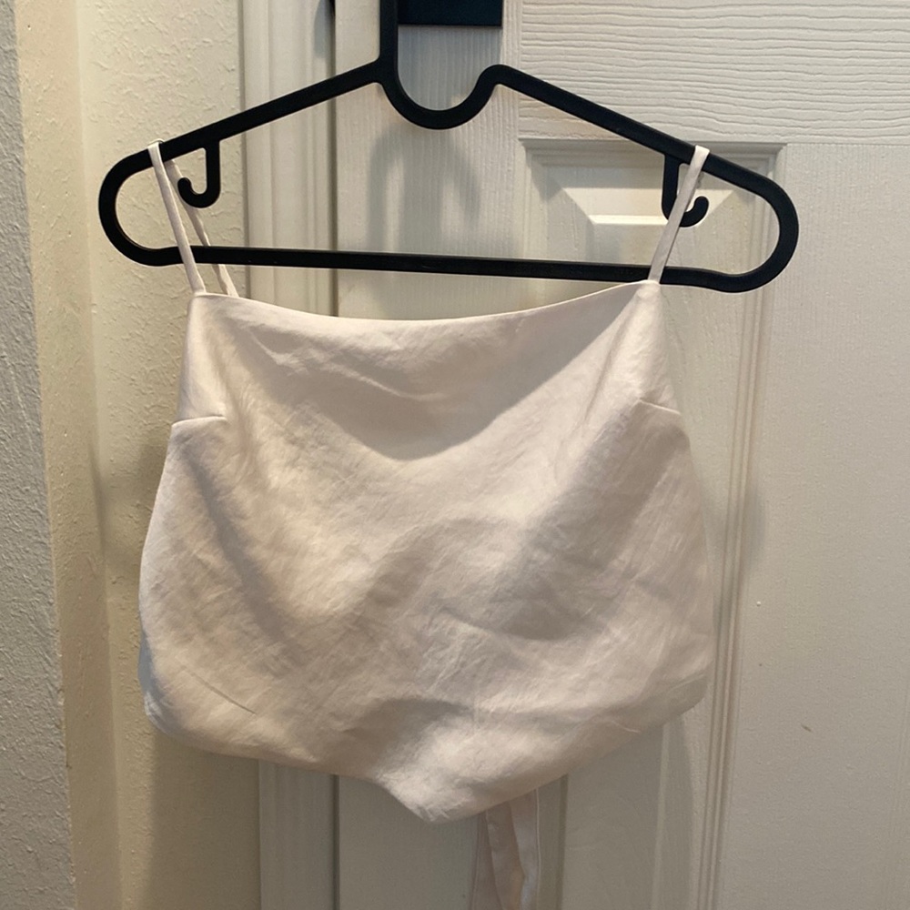 Aritzia, white, spaghetti strap bandana top that ties in the back